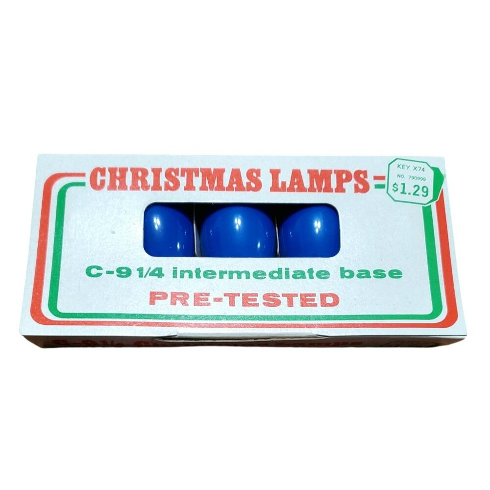 New C-9 1/4 Christmas Lamps Blue Replacement Light Bulbs Intermediate Base VTG